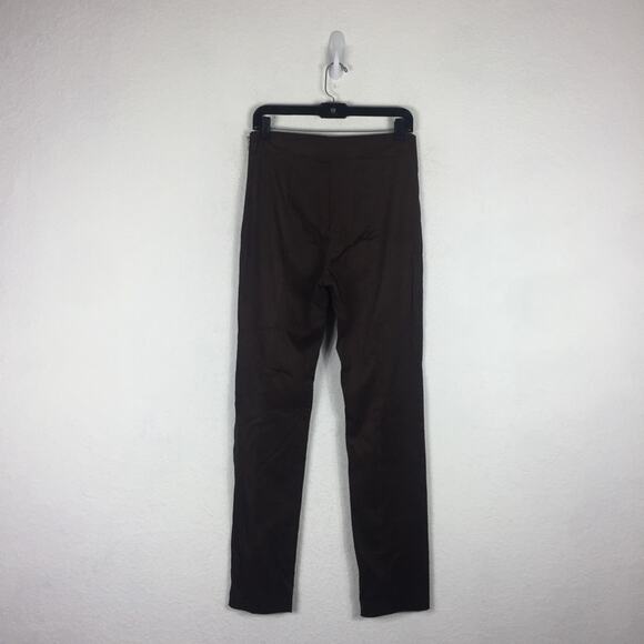 Good American Chocolate Brown Faux Suede Pant Size 8 Boss Split Hem Straight Leg - Picture 15 of 16